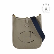 【巴黎站二手名牌專賣店】＊全新現貨＊HERMES 愛馬仕 真品＊W刻 Evelyne 16大象灰小牛皮金釦鏤空洞H LOGO肩背斜背包