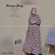 New Arrival Best Seller Freesia Dress Gamis Muslim Motif Bunga Matahar