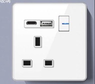玻璃面板 USB-C + USB 插蘇連開關