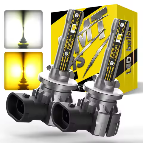 BMTxms 2Pcs H27W/2 881 LED Bulbs Fog Light for Cars Led Fog Driving Lamp High Light Sourse CSP Yello