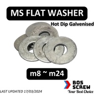 HDG Flat Washer m8 ~ m24 (Hot Dip Galvanised) (1 Pieces) DIN 125 Steel Plain Washer, Grey Colour, Wa