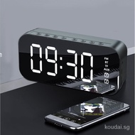 Digital Alarm Clock with Bluetooth Speaker, Radio Alarm Clock Dual Alarm Bedside Clock with Snooze, FM Radio, AUX Function, TF Card Support, LED Mirror Display 5XSX