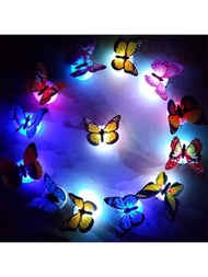 1入/6入/12入/3d Led透光真實蝴蝶牆貼,隨機配色,適用於家居裝飾和 Diy 蝴蝶裝飾燈、夜燈