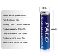 PALO 1.5V แบตเตอรี่แบบชาร์จไฟได้Battery ถ่านชาร์จ 1.5V AAA/AA การชาร์จ USB 1.5V แบตเตอรี่แบบชาร์จไฟไ