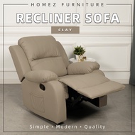 (Free Installation) Homez 3FT 1 Seater Fabric / TPU Recliner Sofa / Grey / Brown / Blue / Clay/ Cream - HMZ-FN-522/523