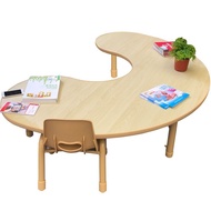 Kindergarten Moon-shaped Training Desk Lifting Gaming Drawing Learning Desk Chair Set Early Education Crescent Table