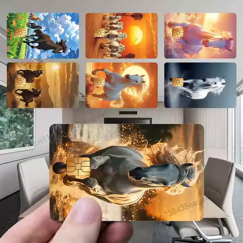 Movement Art Galloping Horse Decorative Credit Card Skin 4PCS Protection Card Stickers Creative Cred