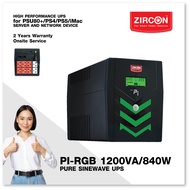 UPS PI-RGB 1200VA/840W เพียวซายน์เวฟ100% ZIRCON เครื่องสำรองไฟ มาตรฐาน ม.อ.ก. ประกัน 2ปี Onsite Serv