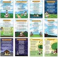 NewEights Popular Bible Songs Series 1 Educational Learning Posters (12-Pack) - Inspirational Bible 