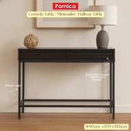 PAMICA Lumina Hallway Display Table Modern Black Metal Console Table Ruang Tamu Moden