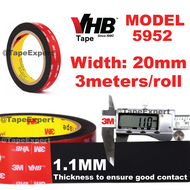 [TapeExpert] 3M 5952 VHB Double Sided Tape Heavy Duty Strong Black Tape Vehicle Waterproof Car Use