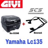 Monorack Givi Yamaha LC135 V1 Givi Monorack Advance Black with ABS Boxes 32Litre Box B32NB LC 135