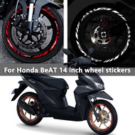 14 Inch Motorcycle Wheel Rim Stickers Reflective Hub Stripe Tape Decals Accessories for HONDA BeAT 110 FI Scooter Street