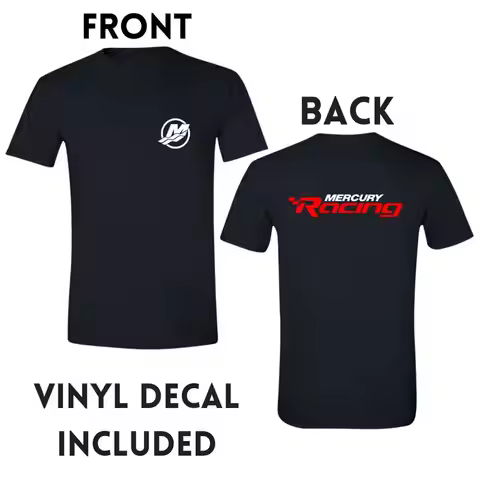 Mercury Mercruiser Boat outboard Racing T Shirt Free Decal MORE COLORS INSIDE