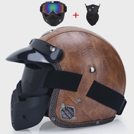 หมวกกันน็อคใหม่ Retro Vintage สไตล์เยอรมันหมวกกันน็อครถจักรยานยนต์3/4เปิดหมวกกันน็อก Four Seasons Cr