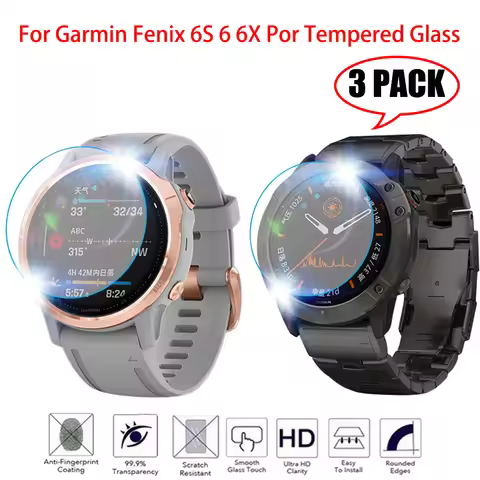 3PCS Tempered Glass For For Garmin Fenix 5 5s Plus 6S 6X 6 Pro Ultra Clear film Guard Premium Screen