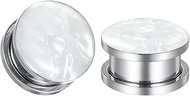 1 Pair Stainless Steel Inlaid White Natural Stone Simple Style Screw Drilling Tunnel Gauges Expander
