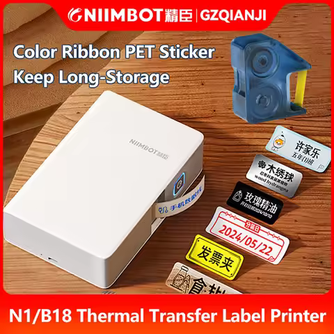 Wireless Portable Printer, Color Label Printer, NIIMBOT N1/B18 Thermal Transfer Technology Ribbon Pr