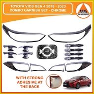Toyota Vios 2018 - 2023 Gen 4 Black / Chrome Combo Garnish Cover Set Toyota Vios Accessories