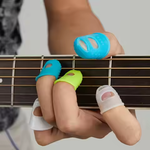 4Pcs Silicone Finger Guards Guitar Fingertip Protectors For Ukulele Guitar Non-Slip Finger Sets 6 Co