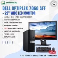 【READY STOCK】PC SET - 8th GEN PC DELL OPTIPLEX 7060 SFF + 22" WIDE MONITOR (Home Use, Student, Offic
