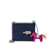 Hermès Bleu Iris Ostrich Mini Verrou 17 Palladium Hardware, 2021 and Rodeo PM Charm