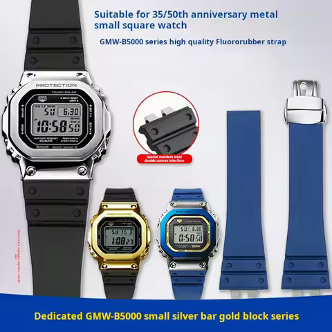 GMW-B5000 Fluoro Rubber Strap For Casio G-shock 3459 GMW-B5000 GM-B2100 Watch band modified rubber b