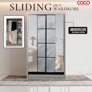 (SIAP PASANG) Amari Baju 4X6 / 4FT x 6Ft Sliding Door Mirror / 4x6 Wardrobe / Anti-Jump Door/Modern 