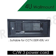 4U (287x 530x 500mm *HxWxD) Perforated Wall mount Server Rack c/w 3 power socket Standard Size Rack 