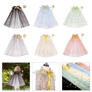 Crazy 2Pcs set Child Star Wand and Tulle Cloak Photo Props for Creative Dressing
