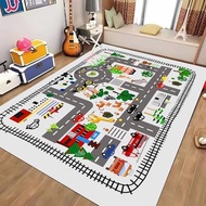 5x7ft Kids Town Road Play Rug - Car Playmat, Kids Rugs For Playroom Car Mat Town City Road Traffic R