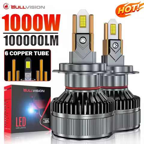 1000W 100000LM H4 H7 Led Car Headlights Bulb Canbus 6 Copper Tube Led H1 H8 H9 H11 HB3 9005 HB4 9006