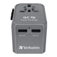 Verbatim 4 Ports 旅行充電器 USB萬用轉換插頭 (66433) | 支持Type-C QC3.0/PD快充 | 45W總輸出 | 香港行貨