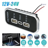 Super PD3 0 Dual USB Port Car Charger RVs Fast Charger Socket Adapter Power Outlet