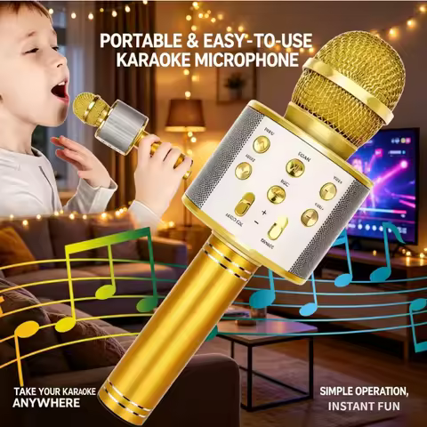 Karaoke Microphone, Portable Wireless Bluetooth Karaoke Mic for Adults&Kids Outdoor Party, Karaoke M