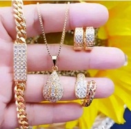 1 set perhiasan titanium wanita dewasa lapis emas 24k anti karat lengkap fashion cantik tidak luntur