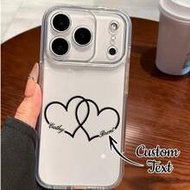 เคสโทรศัพท์เลนส์เจาะรูแบบใสลายหัวใจส่วนบุคคลพร้อมชื่อที่กำหนดเอง สามารถมอบเป็นของขวัญให้เพื่อนได้ เข