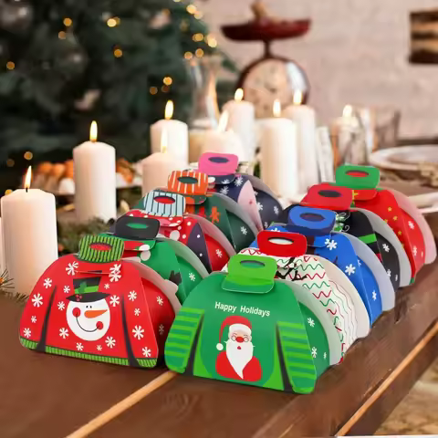 Cross border new Christmas sweater candy box DIY small gift packaging box, nougat biscuit pastry box
