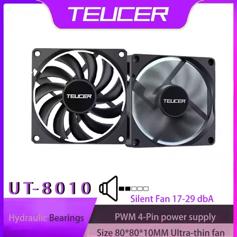 TEUCER UT-8010Hydraulic Bearing Silent Thin Fan PWM 4-PIN Computer CPU Cooling Fan