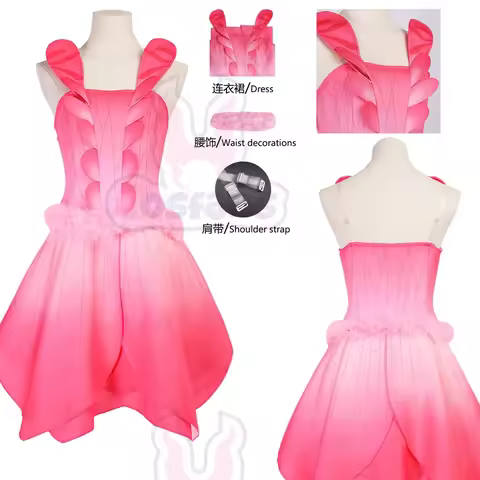 Movie Elina Cosplay Costume Fairytopia Pink Petals Off-shoulder Sleeveless Adult Female Halloween Ca