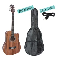 TECHNO (T-6600) 38 Inch Mahogany/ Zebra/ Ash Top Guitar Acoustic With Passive Pickup + FREE Bag - Gi