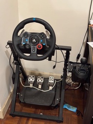 Logitech G29 賽車軚盤 + 波棍 + 腳踏連 + 可摺支架全套，可玩PC / PS5 / PS4