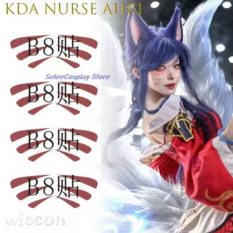Anime cosplay déguisement Ahri KDA Nurse Theme Temporary Face Tattoo Stickers FoWomen Cosplay Festiv