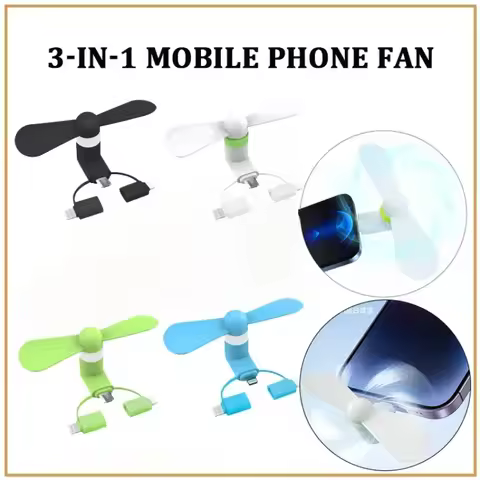 Mini Portable Creative New USB Mobile Phone Fan Apple Android Type-c 3-in-1 Mute Small Fan Plug in B