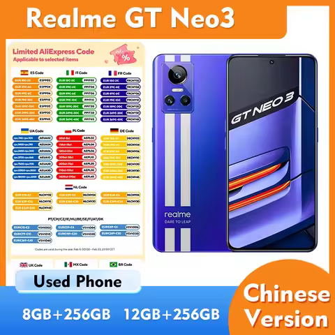 Realme GT Neo3 5G 8GB 12GB RAM 256GB ROM SmartPhone 6.7inch 2412x1080px 50MP CPU Dimensity 8100 5000
