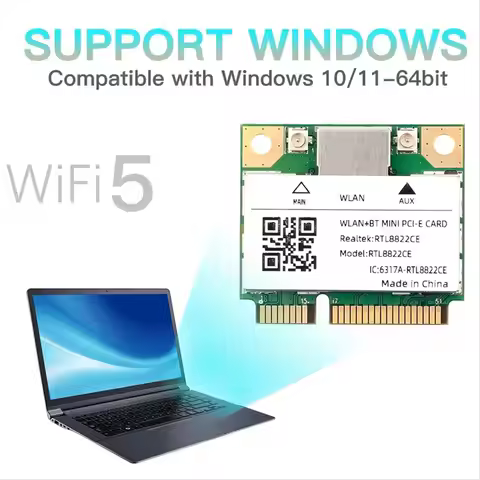 AT42 Dual Band Mini Pcie RTL8822CE 1200Mbps WiFi Card Bluetooth 5.1 Wireless Adapter 802.11ac for La