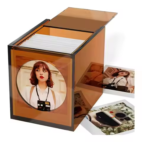 YANA50I Acrylic Frame& Photo Storage Box Designed For Polaroid I-Type/600 SX-70/Instax Square 4.2" X