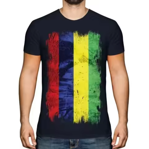 Mauritius Grunge Flagge Herren T-Shirt Maurice Fußball Mauritius Geschenk