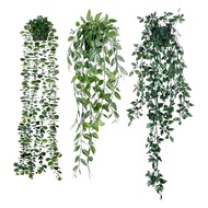 【AiBi Home】-Artificial Hanging Plants 3 Pack Artificial Eucalyptus Potted Greenery Faux Eucalyptus Mandala Vine