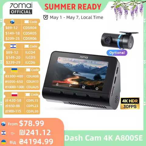 70mai 4K Dash Cam A800SE Upgraded Version of 70mai A800S Voice Control Supercapatior GPS ADAS Car DV
